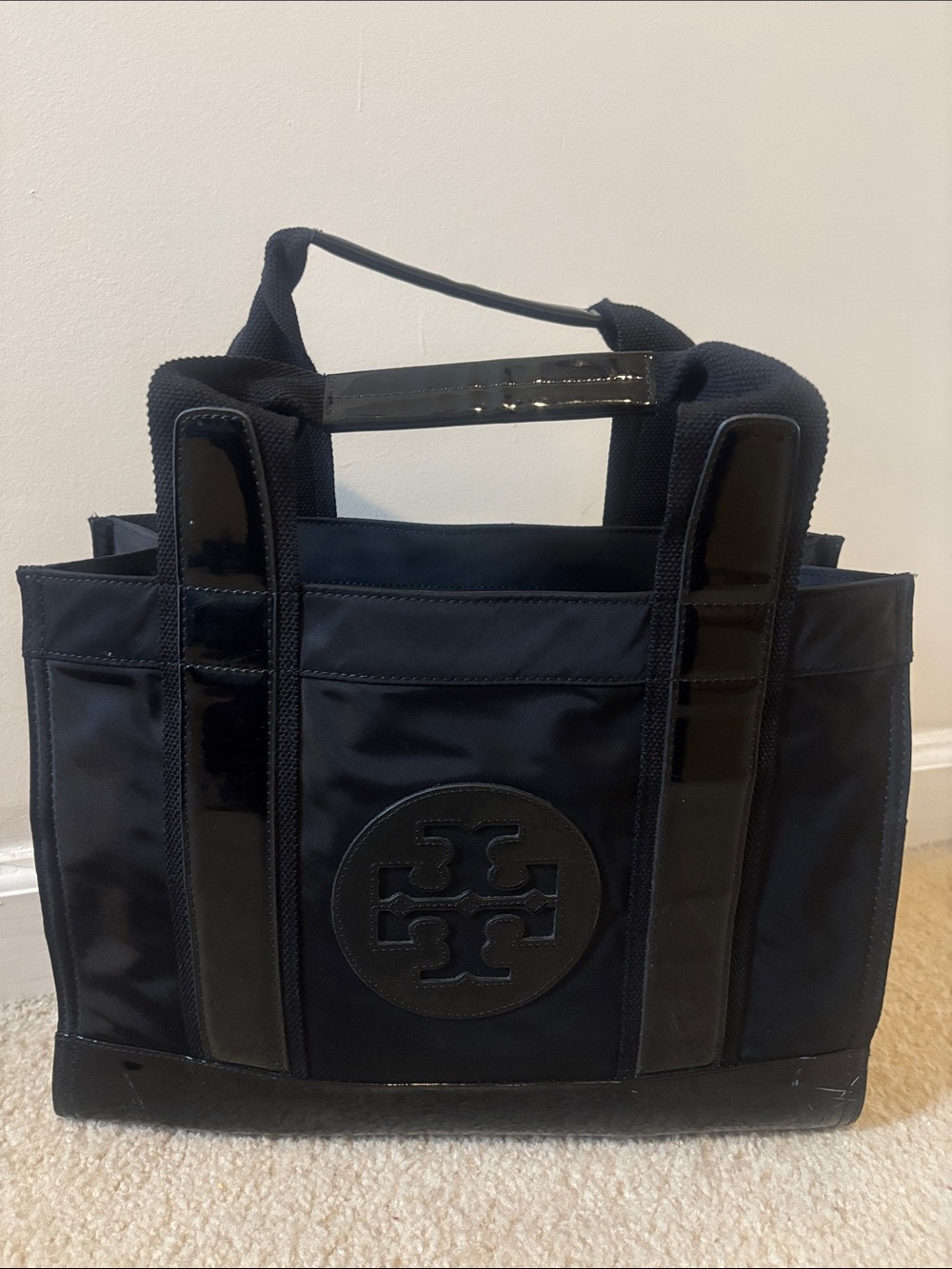 Tory Burch Black Nylon Logo Tote Bag